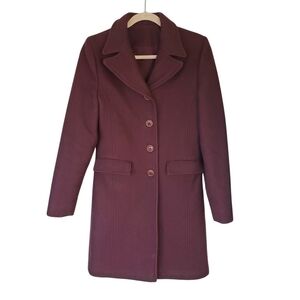 Vintage Ellabee Wool Blend Pea Coat Dark Burgundy Color Like New